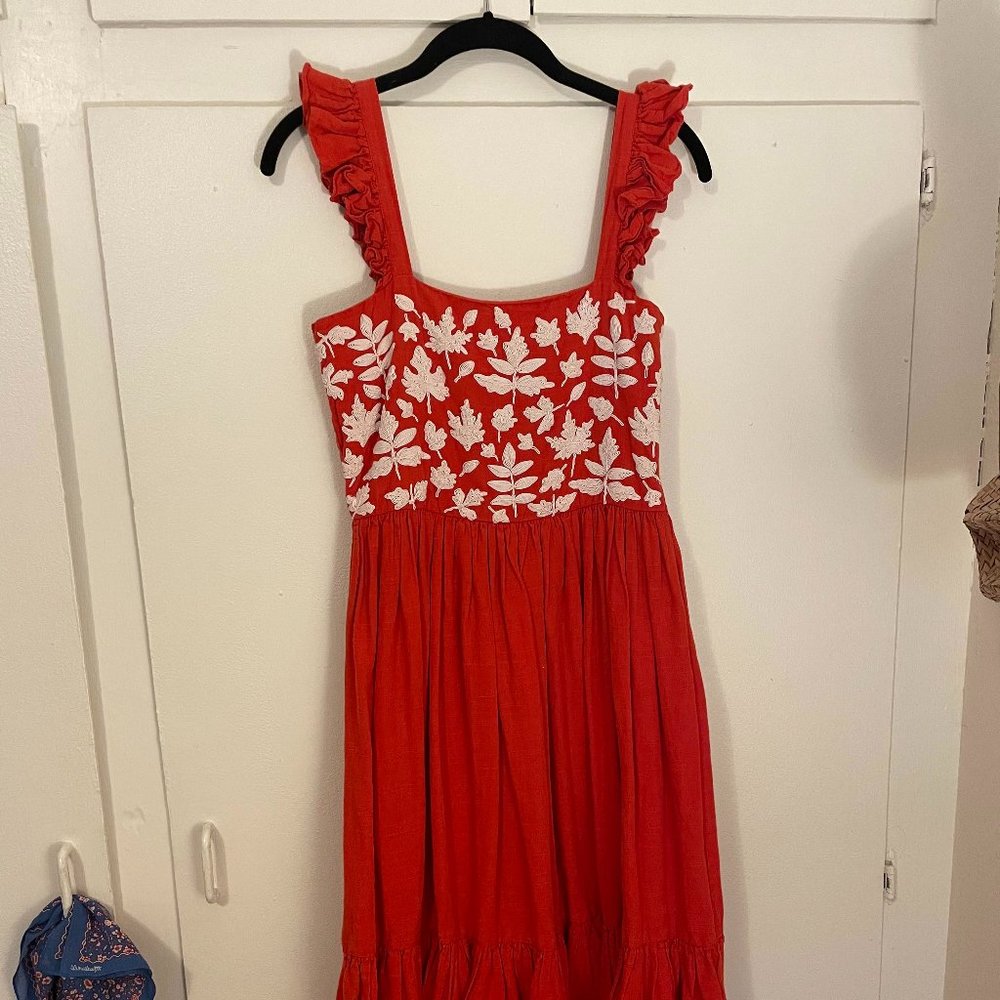 Carolina K Linen Kuna Embroidered Dress